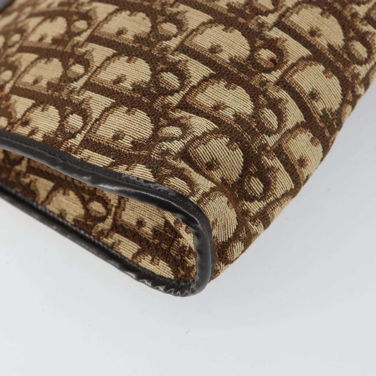 Christian Dior Trotter Canvas Shoulder Bag Beige Gold Auth 158032