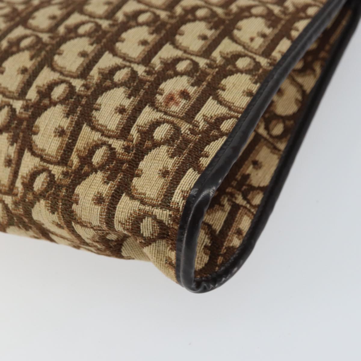 Christian Dior Trotter Canvas Shoulder Bag Beige Gold Auth 158032