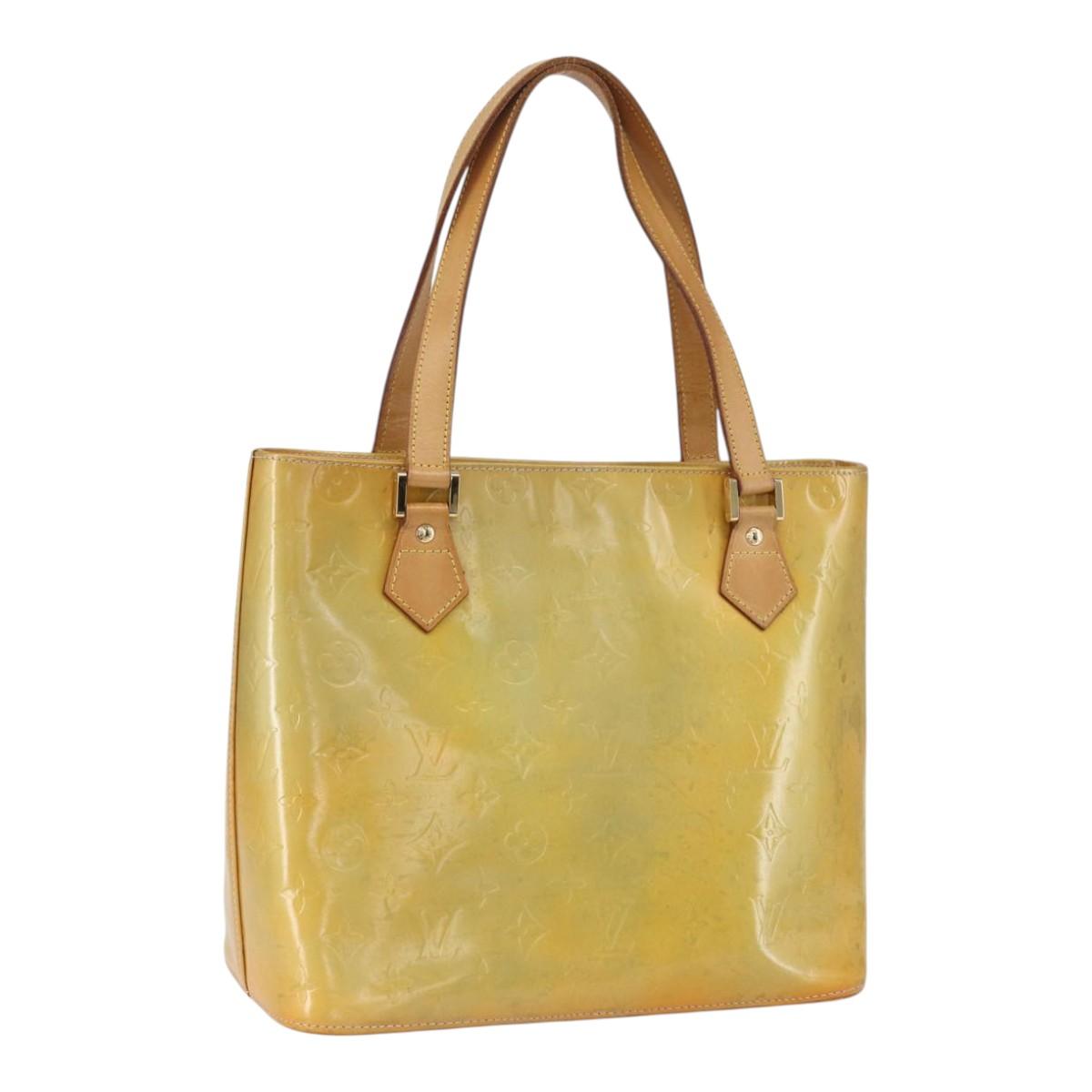 LOUIS VUITTON Monogram Vernis Houston Hand Bag Beige M91004 LV Auth 158036