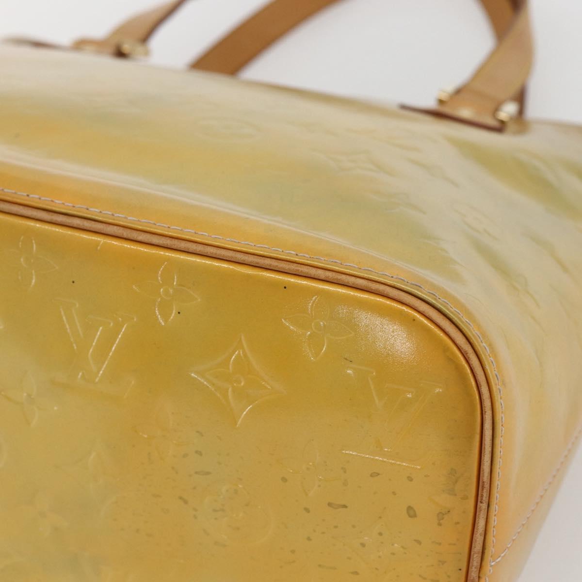 LOUIS VUITTON Monogram Vernis Houston Hand Bag Beige M91004 LV Auth 158036