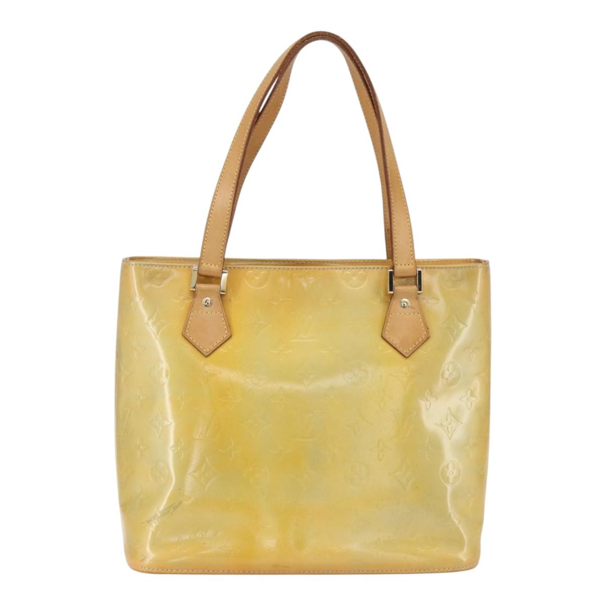 LOUIS VUITTON Monogram Vernis Houston Hand Bag Beige M91004 LV Auth 158036