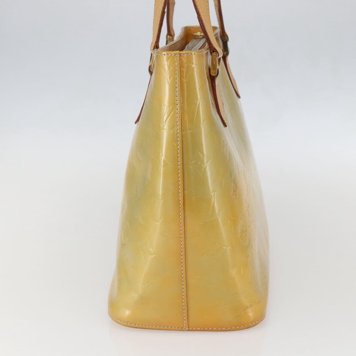 LOUIS VUITTON Monogram Vernis Houston Hand Bag Beige M91004 LV Auth 158036