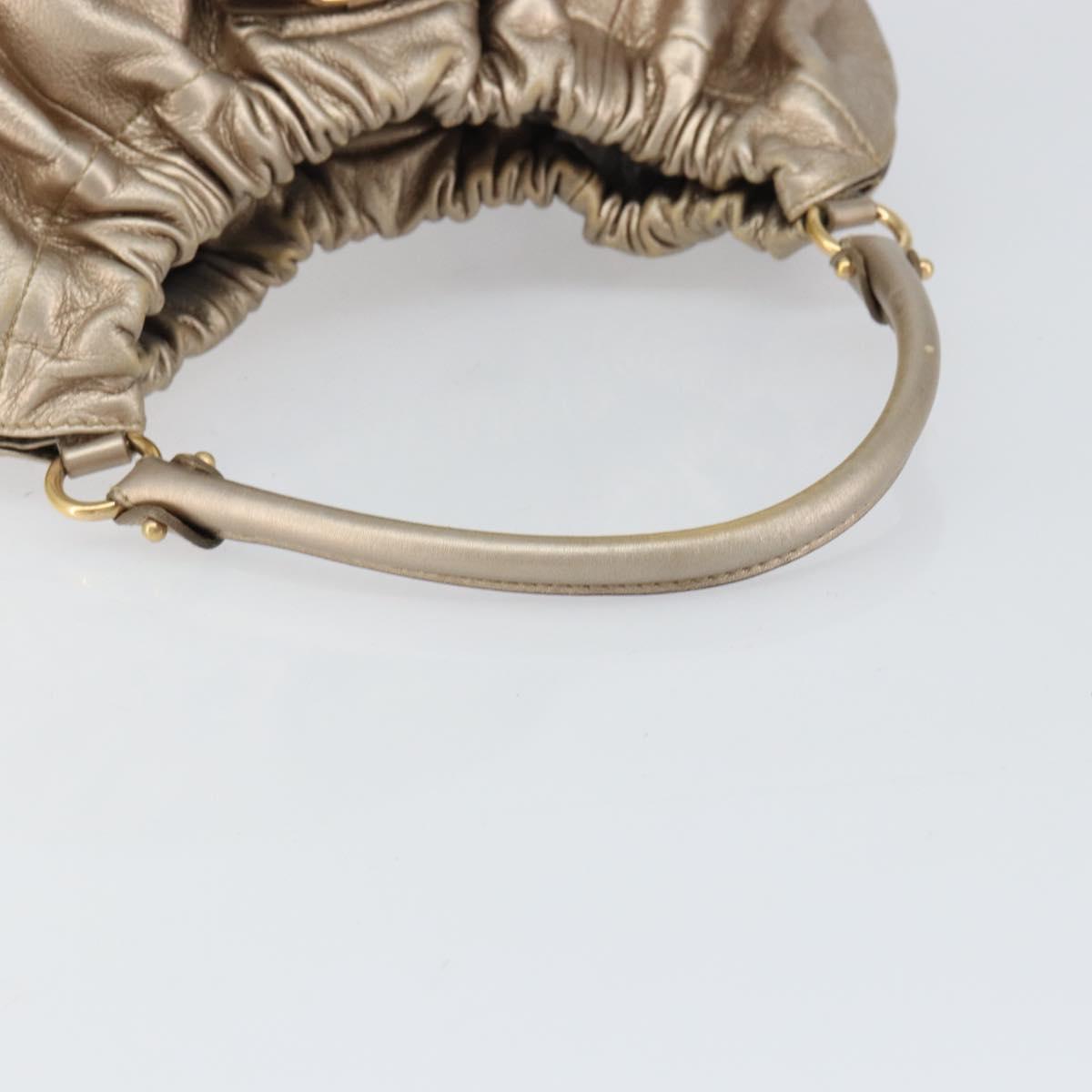 Salvatore Ferragamo Vala Hand Bag Leather Gold Auth 158040