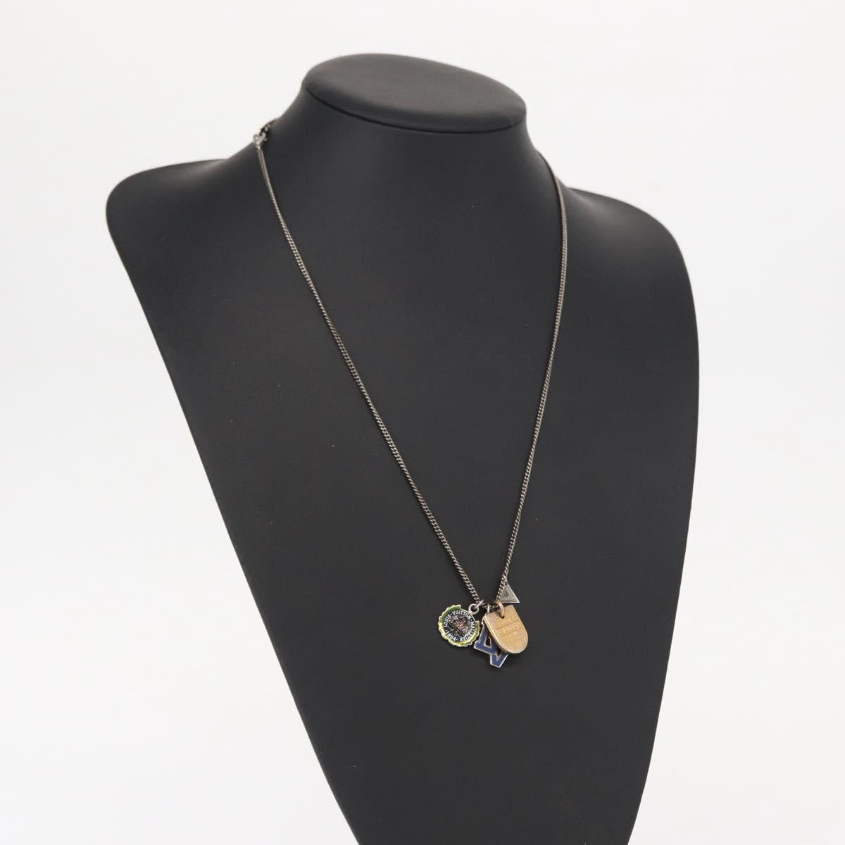LOUIS VUITTON Collier Charms LV League LV Printed Initials Silver LV Auth 158055
