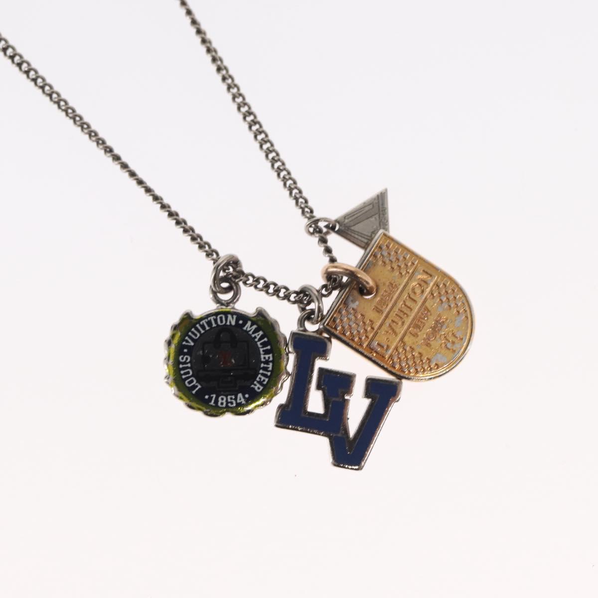 LOUIS VUITTON Collier Charms LV League LV Printed Initials Silver LV Auth 158055
