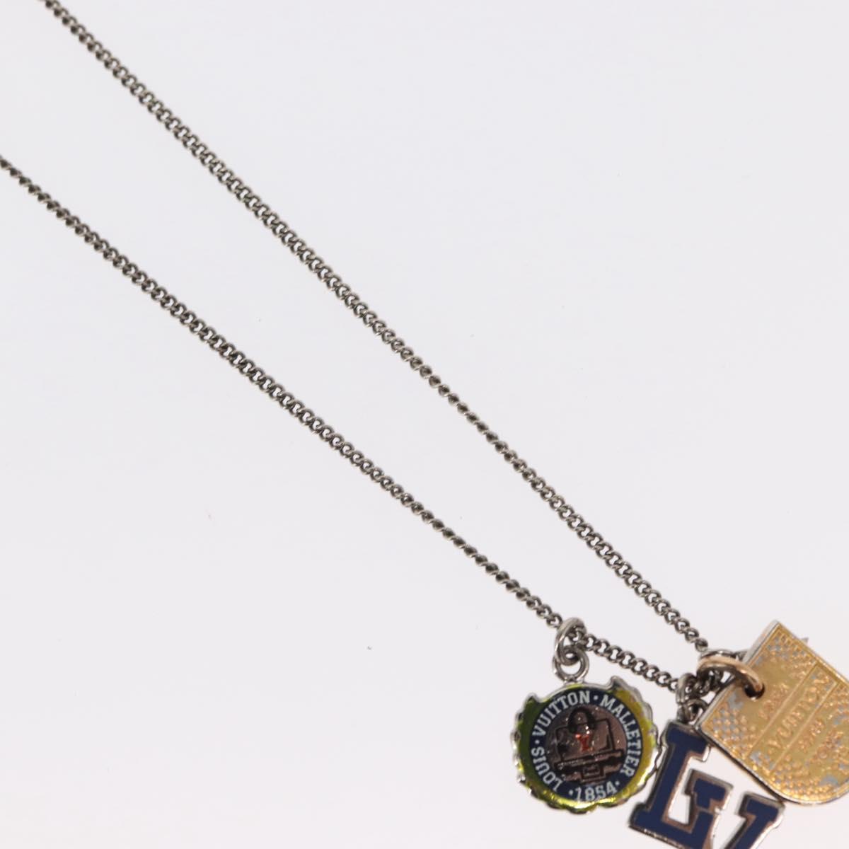 LOUIS VUITTON Collier Charms LV League LV Printed Initials Silver LV Auth 158055