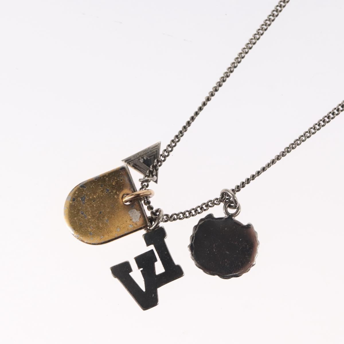 LOUIS VUITTON Collier Charms LV League LV Printed Initials Silver LV Auth 158055