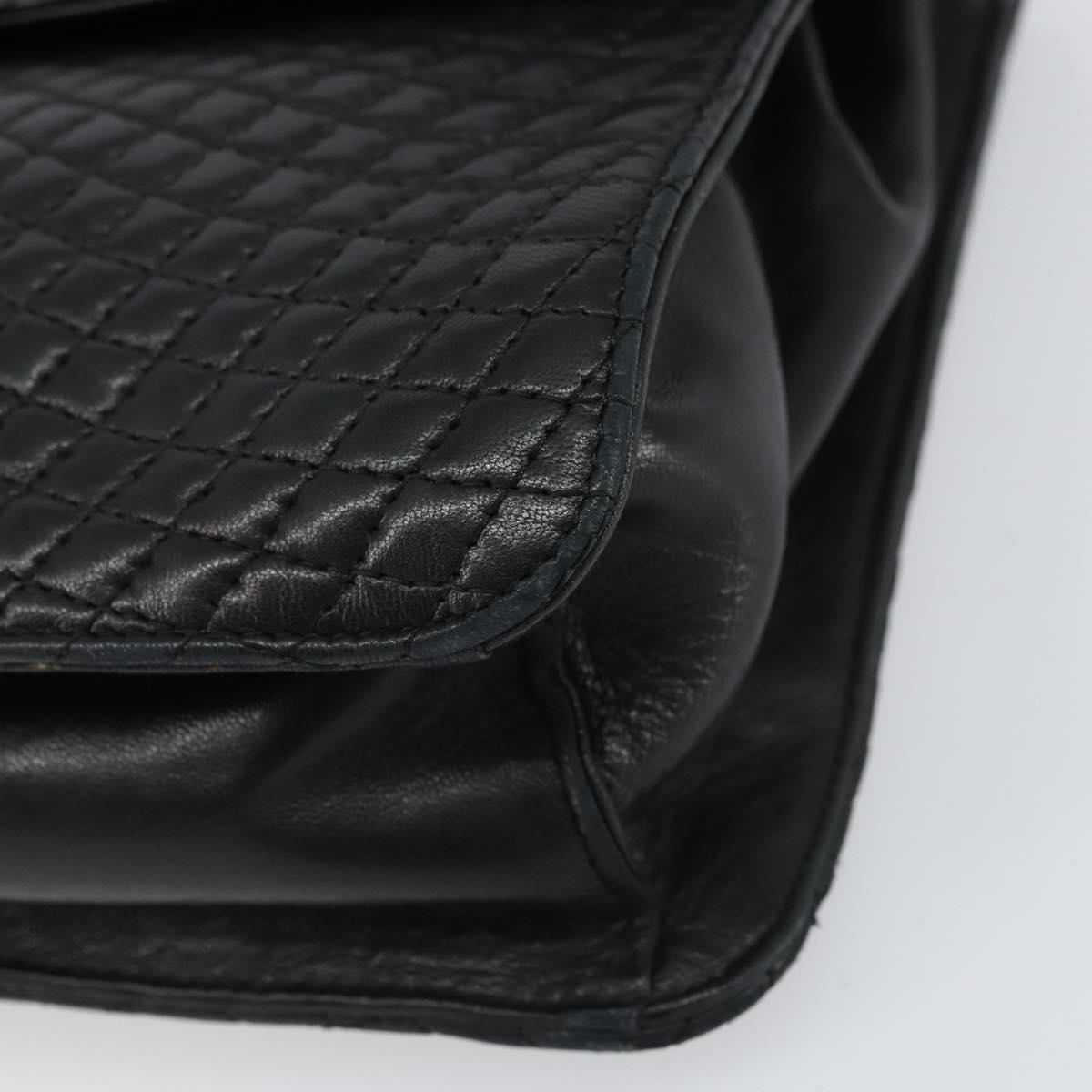 BALLY Hand Bag Leather Black Gold Auth 158057