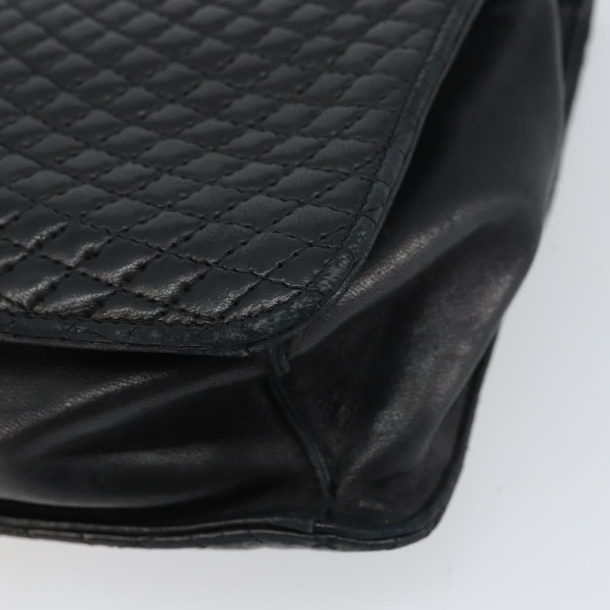 BALLY Hand Bag Leather Black Gold Auth 158057