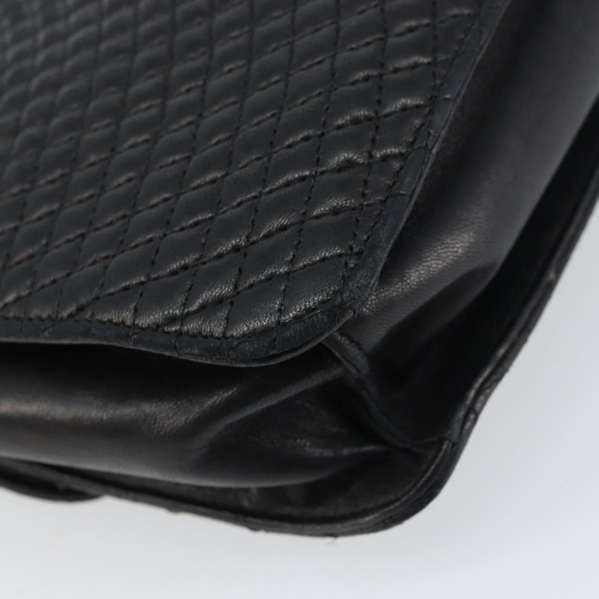 BALLY Hand Bag Leather Black Gold Auth 158057