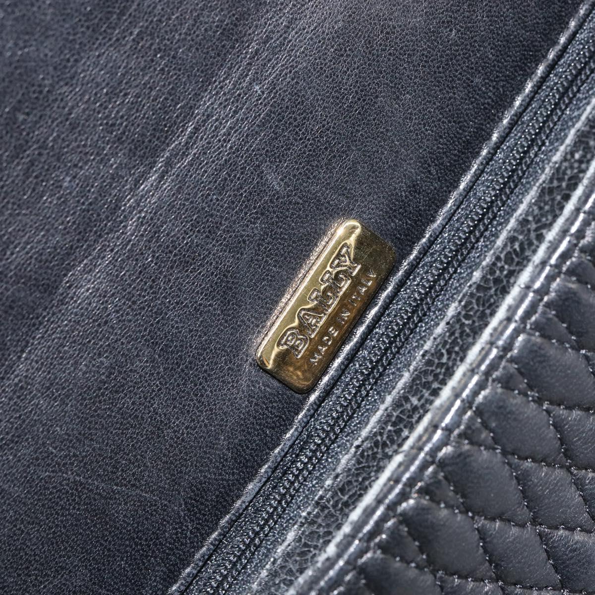 BALLY Hand Bag Leather Black Gold Auth 158057