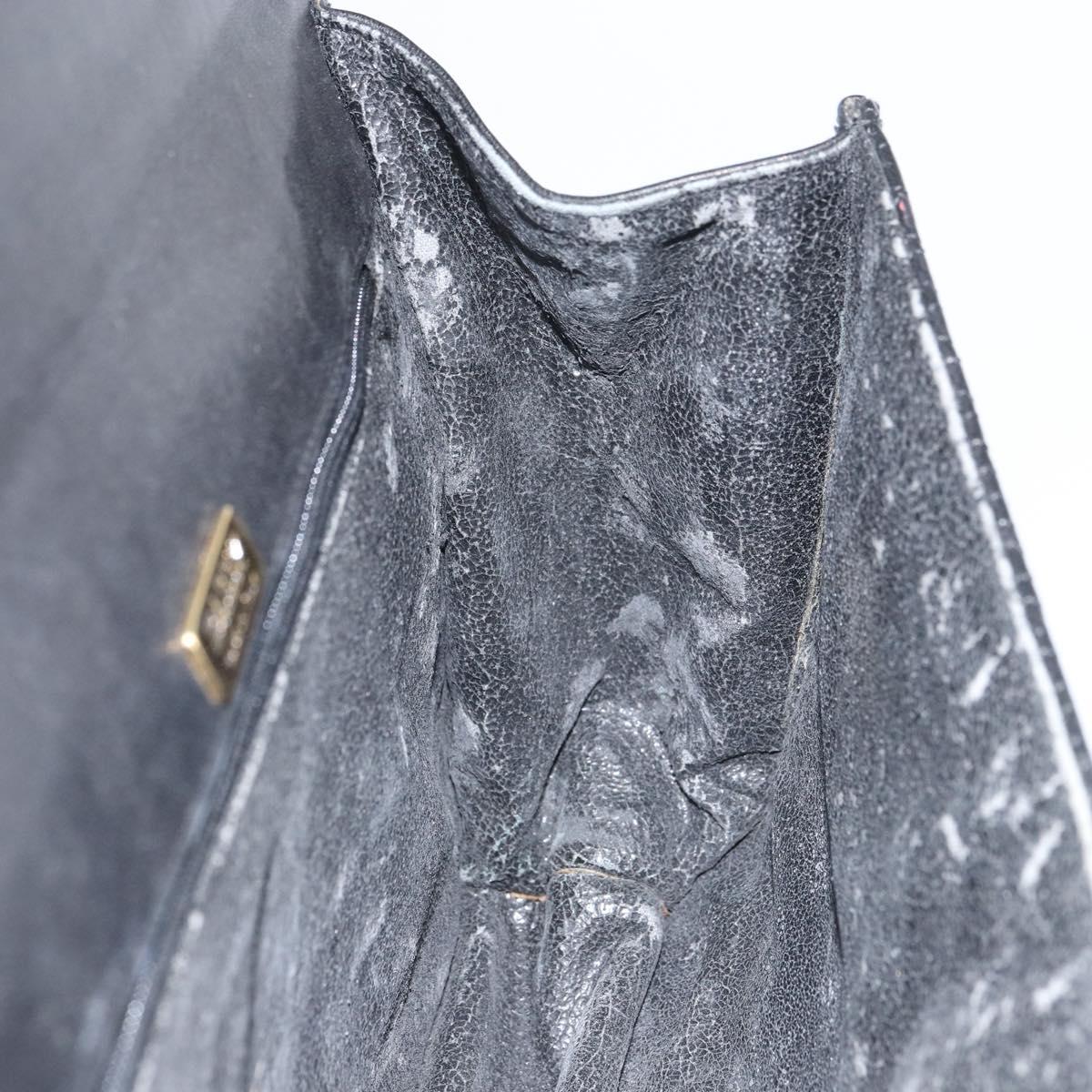 BALLY Hand Bag Leather Black Gold Auth 158057