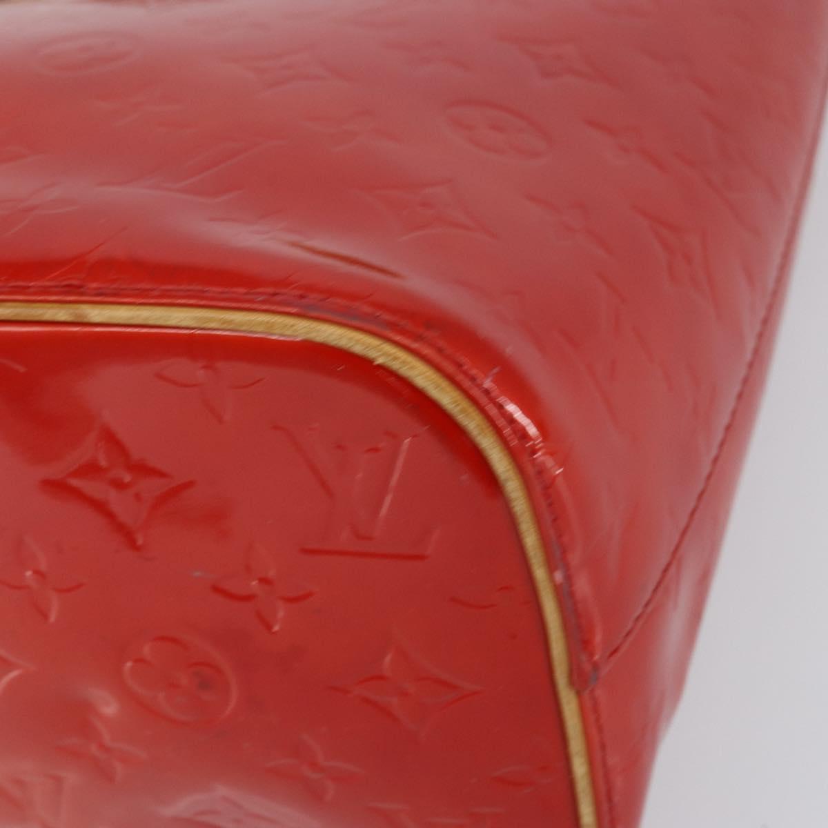 LOUIS VUITTON Monogram Vernis Houston Hand Bag Rouge M91092 LV Auth 158071