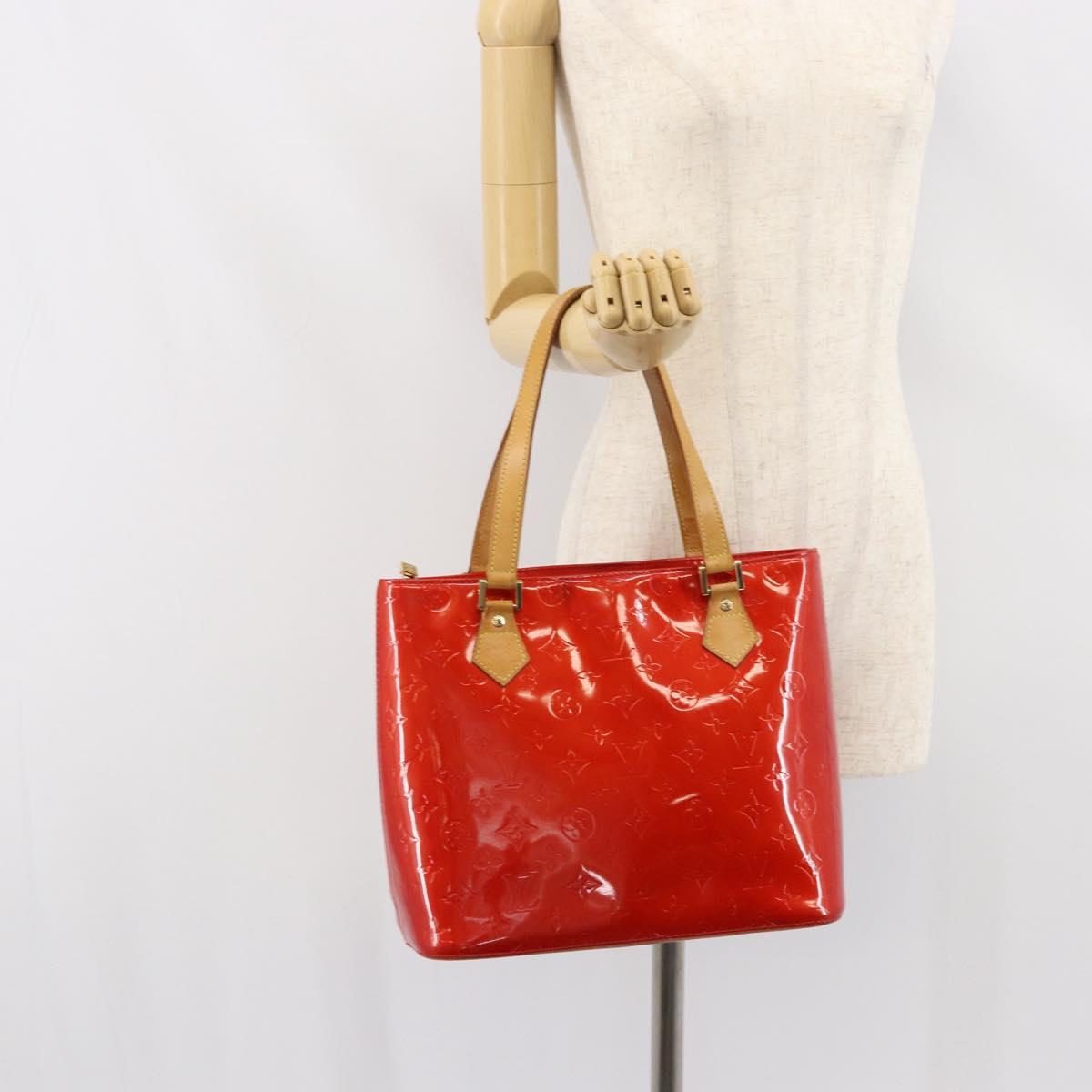 LOUIS VUITTON Monogram Vernis Houston Hand Bag Rouge M91092 LV Auth 158071