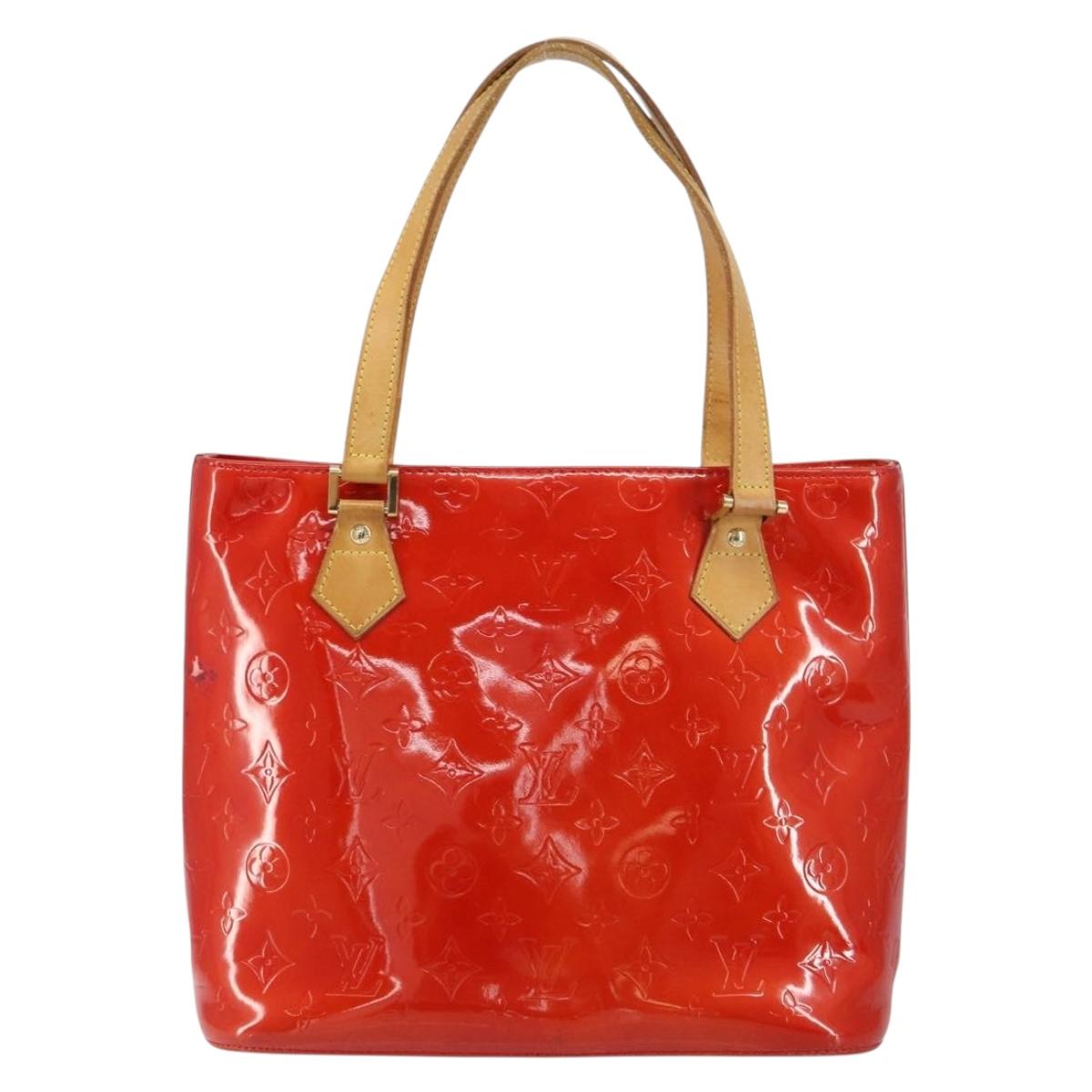 LOUIS VUITTON Monogram Vernis Houston Hand Bag Rouge M91092 LV Auth 158071