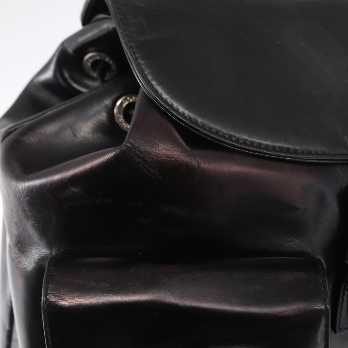 GUCCI Bamboo Backpack Enamel Black Silver 003 2058 0016 Auth 158076