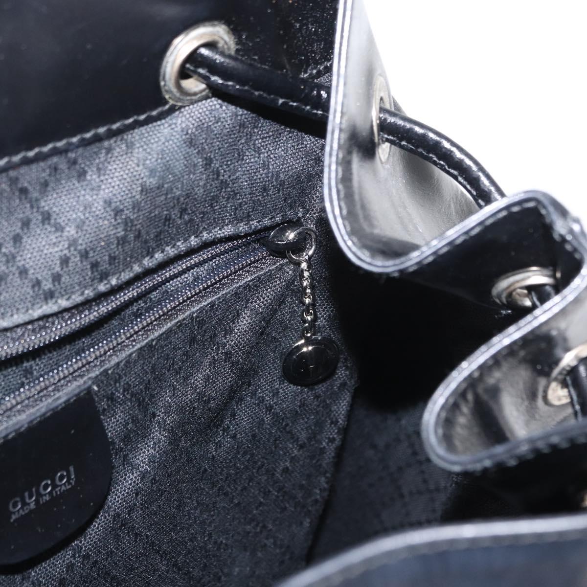GUCCI Bamboo Backpack Enamel Black Silver 003 2058 0016 Auth 158076