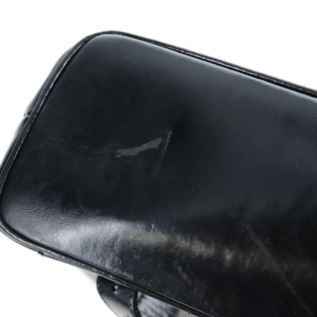 GUCCI Bamboo Backpack Enamel Black Silver 003 2058 0016 Auth 158076