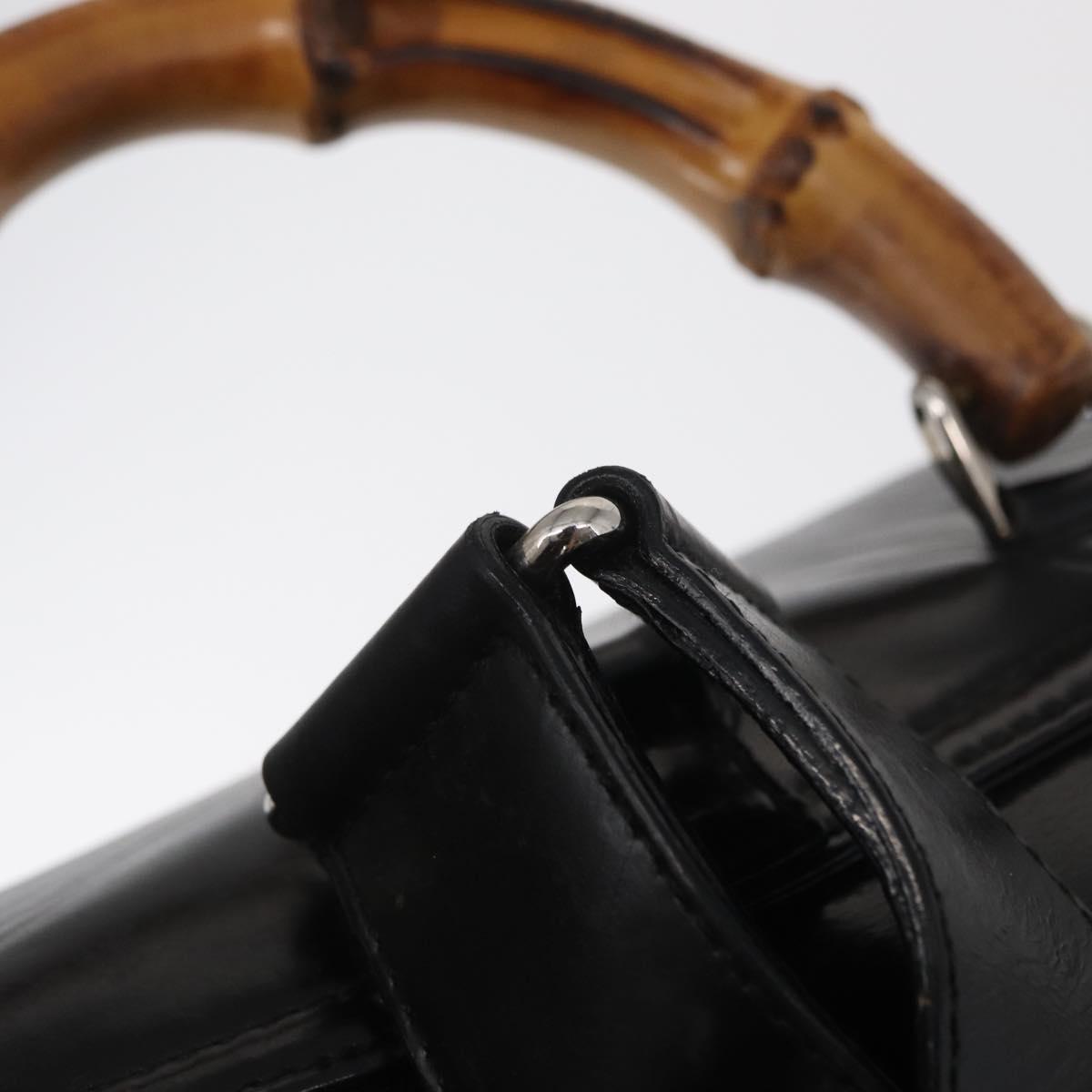 GUCCI Bamboo Backpack Enamel Black Silver 003 2058 0016 Auth 158076