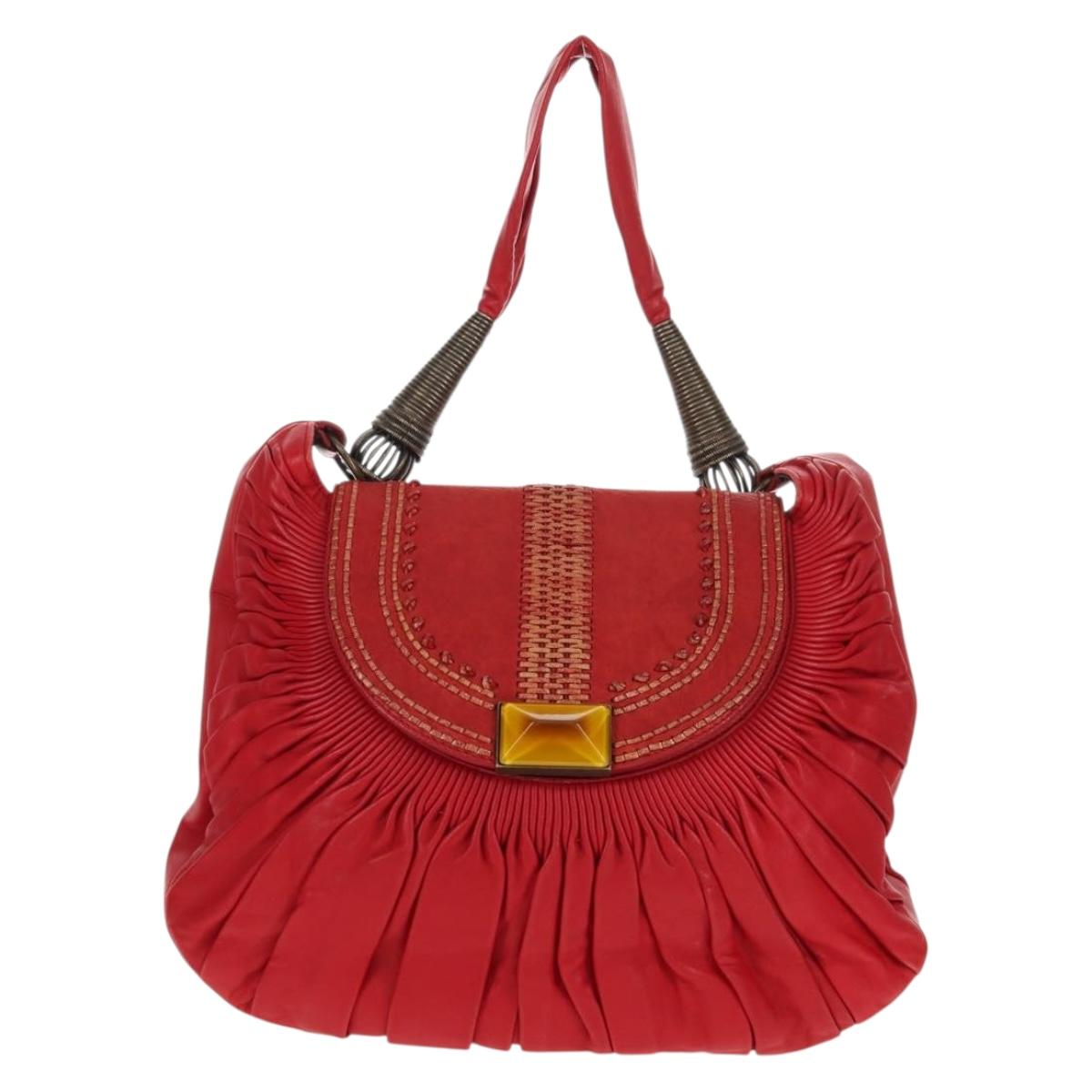 Christian Dior Shoulder Bag Leather Red Auth 158079V