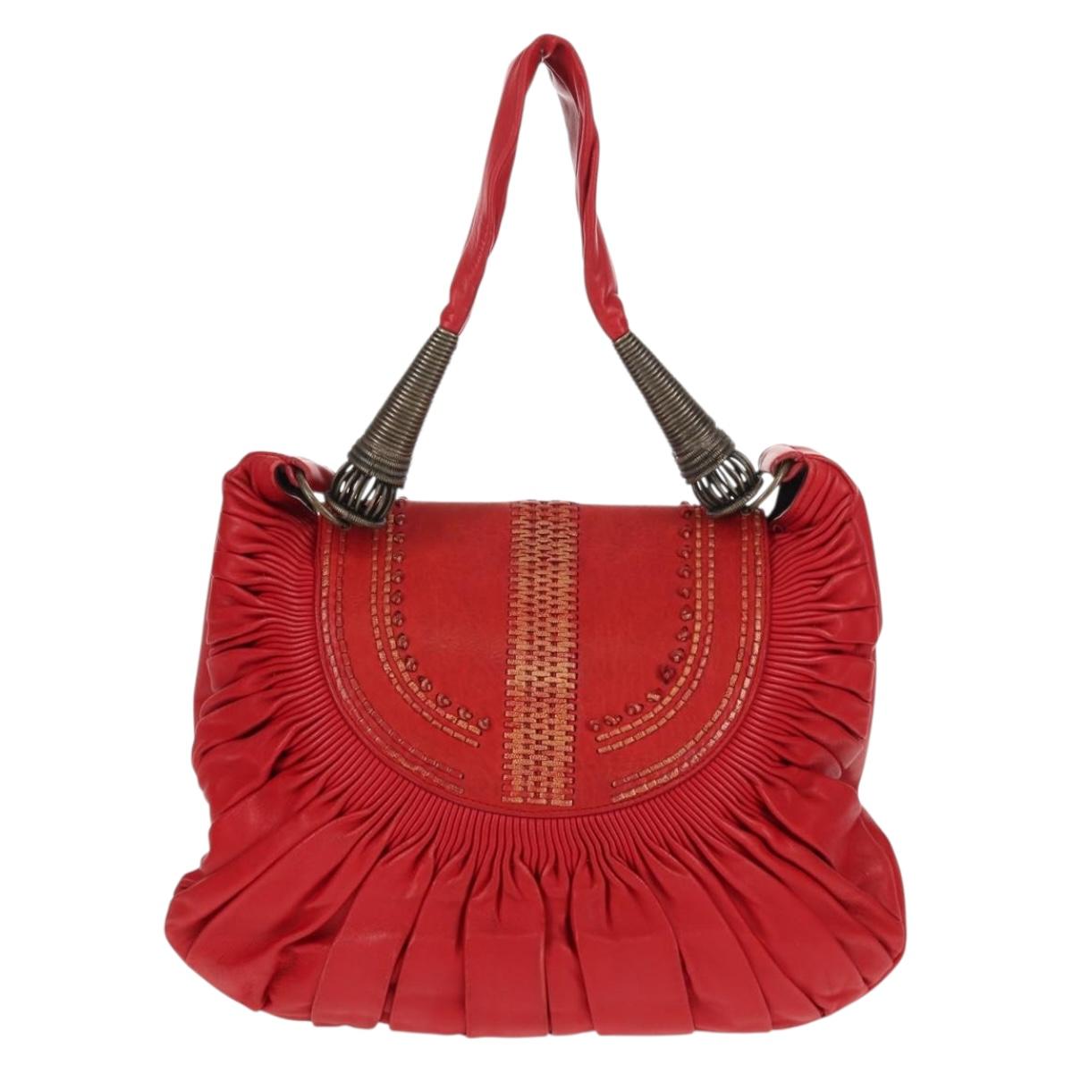 Christian Dior Shoulder Bag Leather Red Auth 158079V