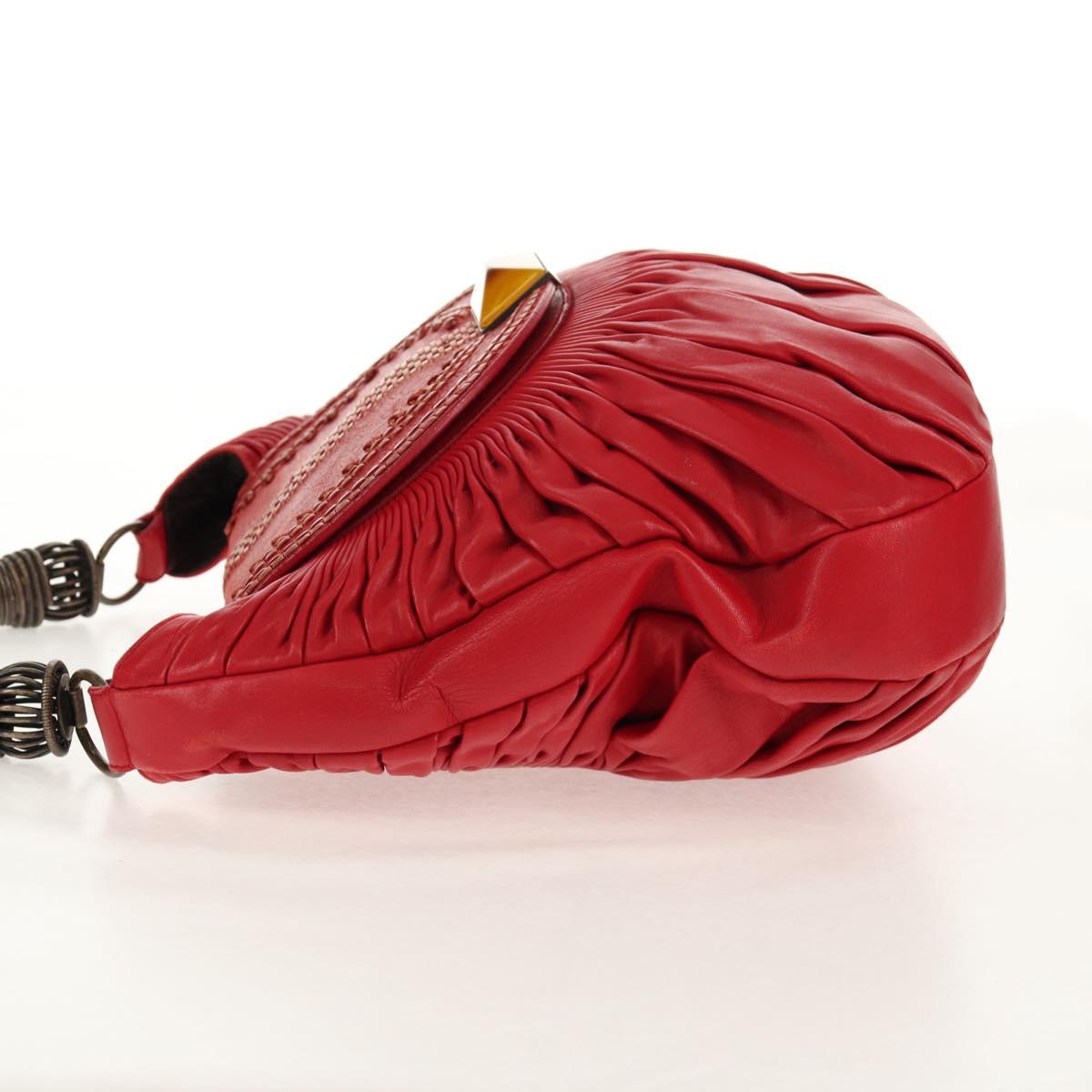 Christian Dior Shoulder Bag Leather Red Auth 158079V