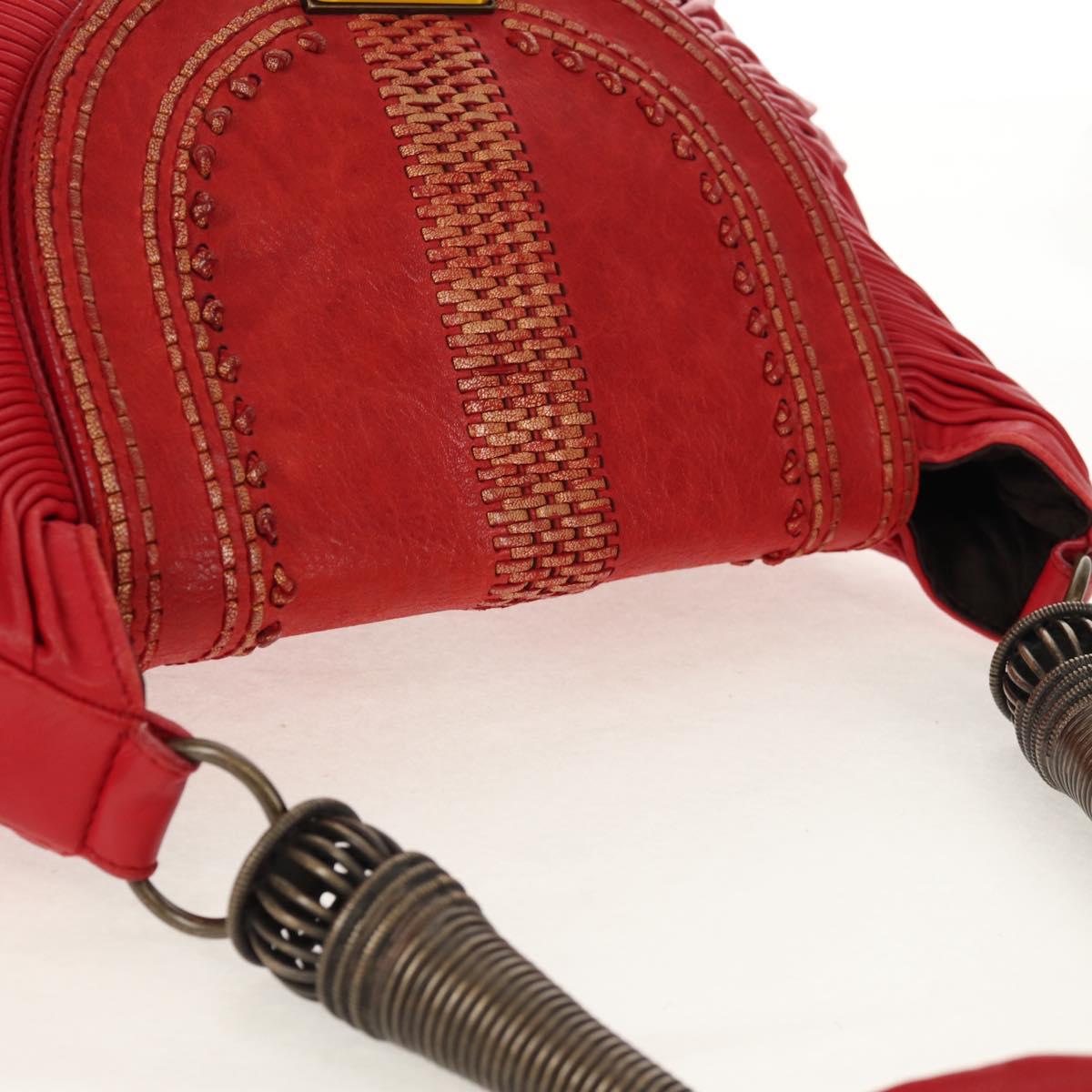 Christian Dior Shoulder Bag Leather Red Auth 158079V