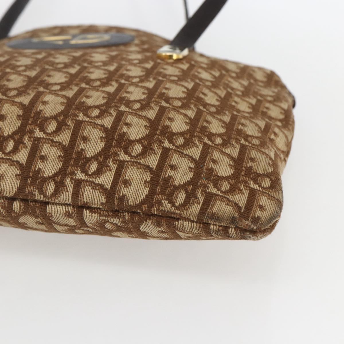 Christian Dior Trotter Canvas Tote Bag Beige Gold Auth 158084