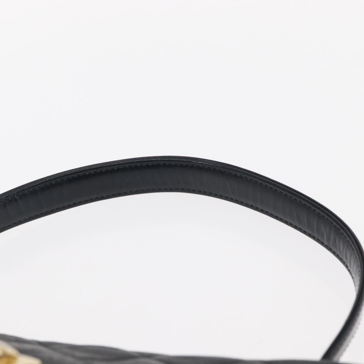 CHANEL Matelasse Hand Bag Lamb Skin Black Gold CC Auth 158090