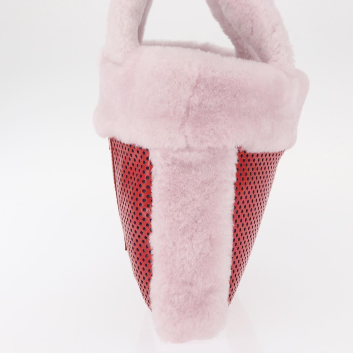 FENDI Hand Bag Mouton Pink Red Auth 158091