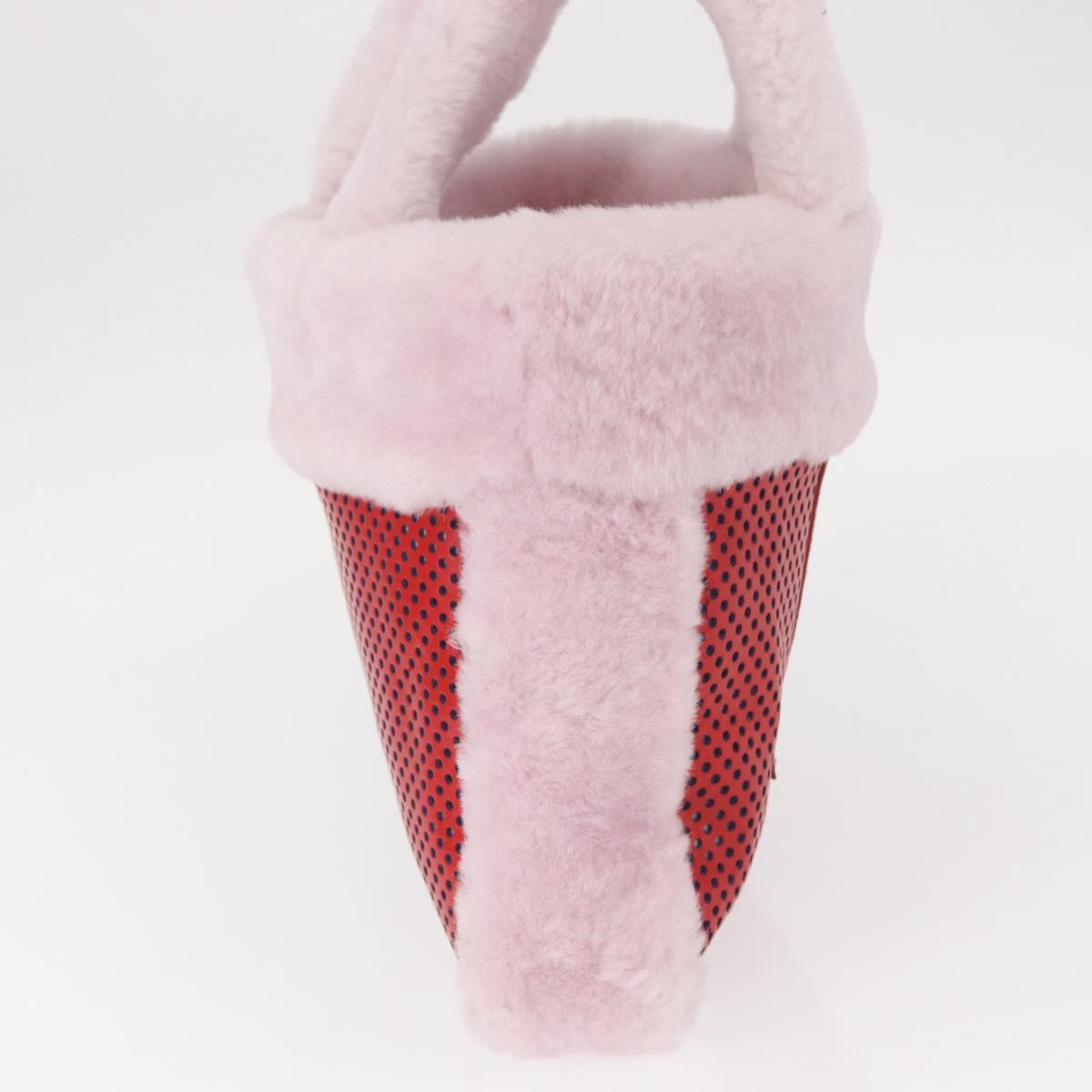 FENDI Hand Bag Mouton Pink Red Auth 158091