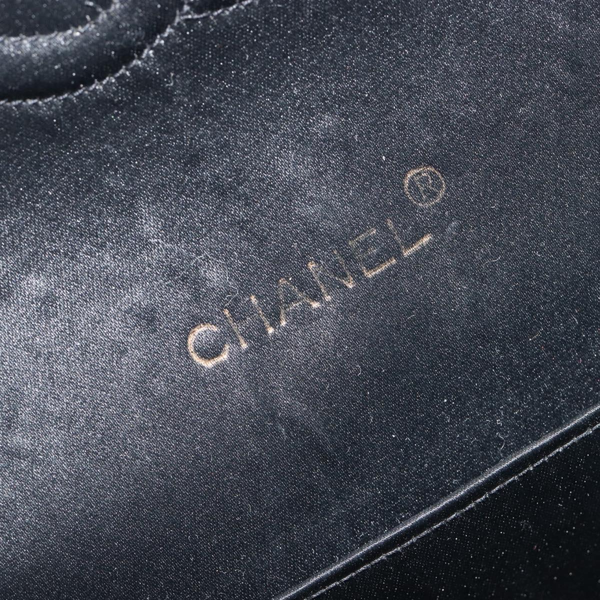 CHANEL Matelasse Chain Shoulder Bag Satin Black Gold CC Auth 158093V