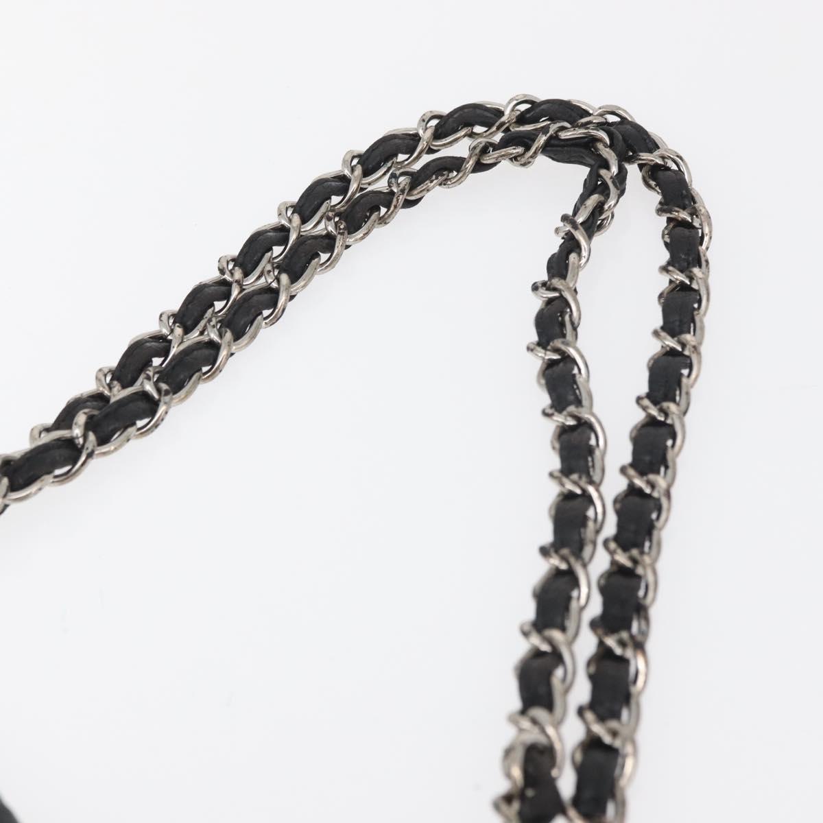 CHANEL Matelasse Chain Shoulder Bag Patent leather Black Silver CC Auth 158095