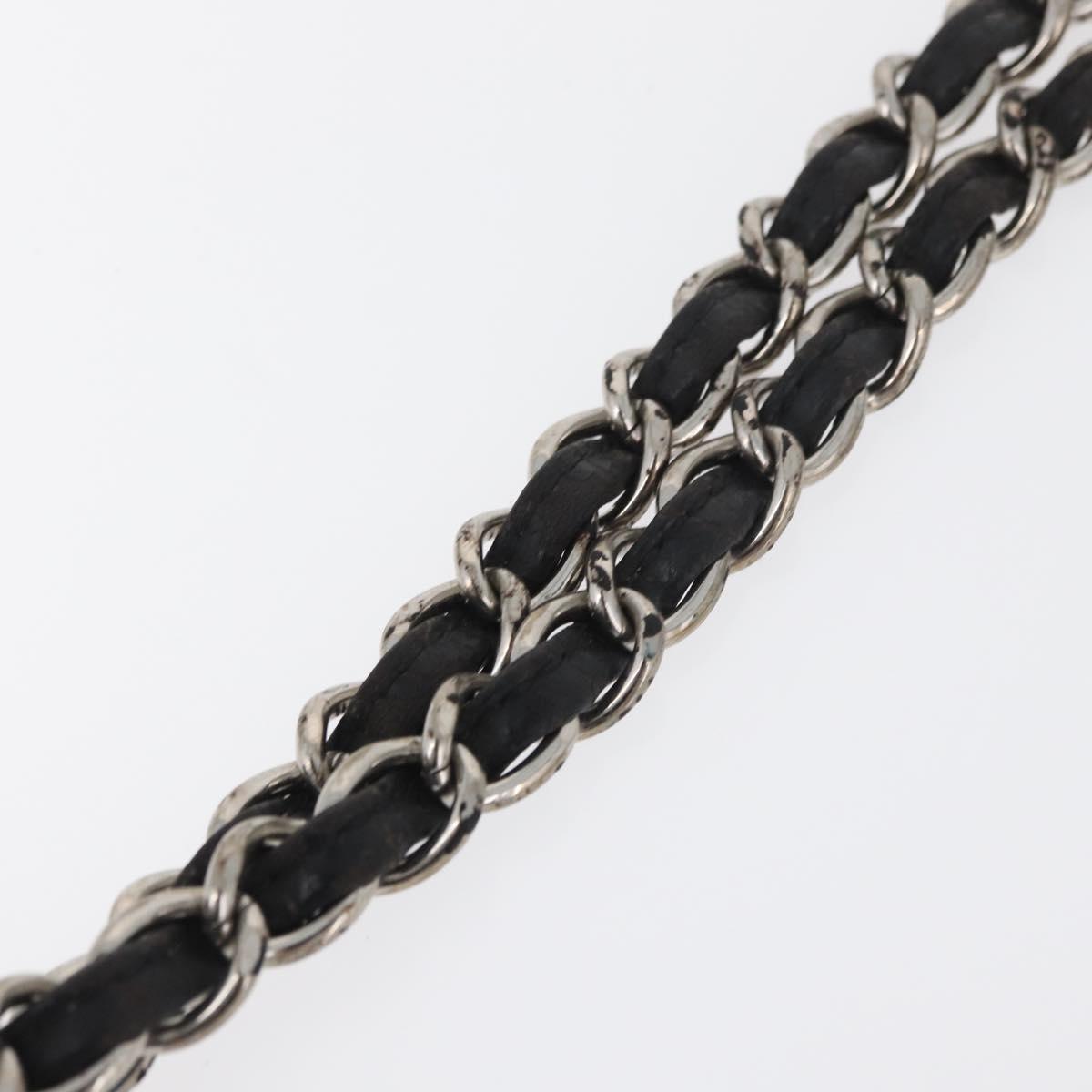CHANEL Matelasse Chain Shoulder Bag Patent leather Black Silver CC Auth 158095