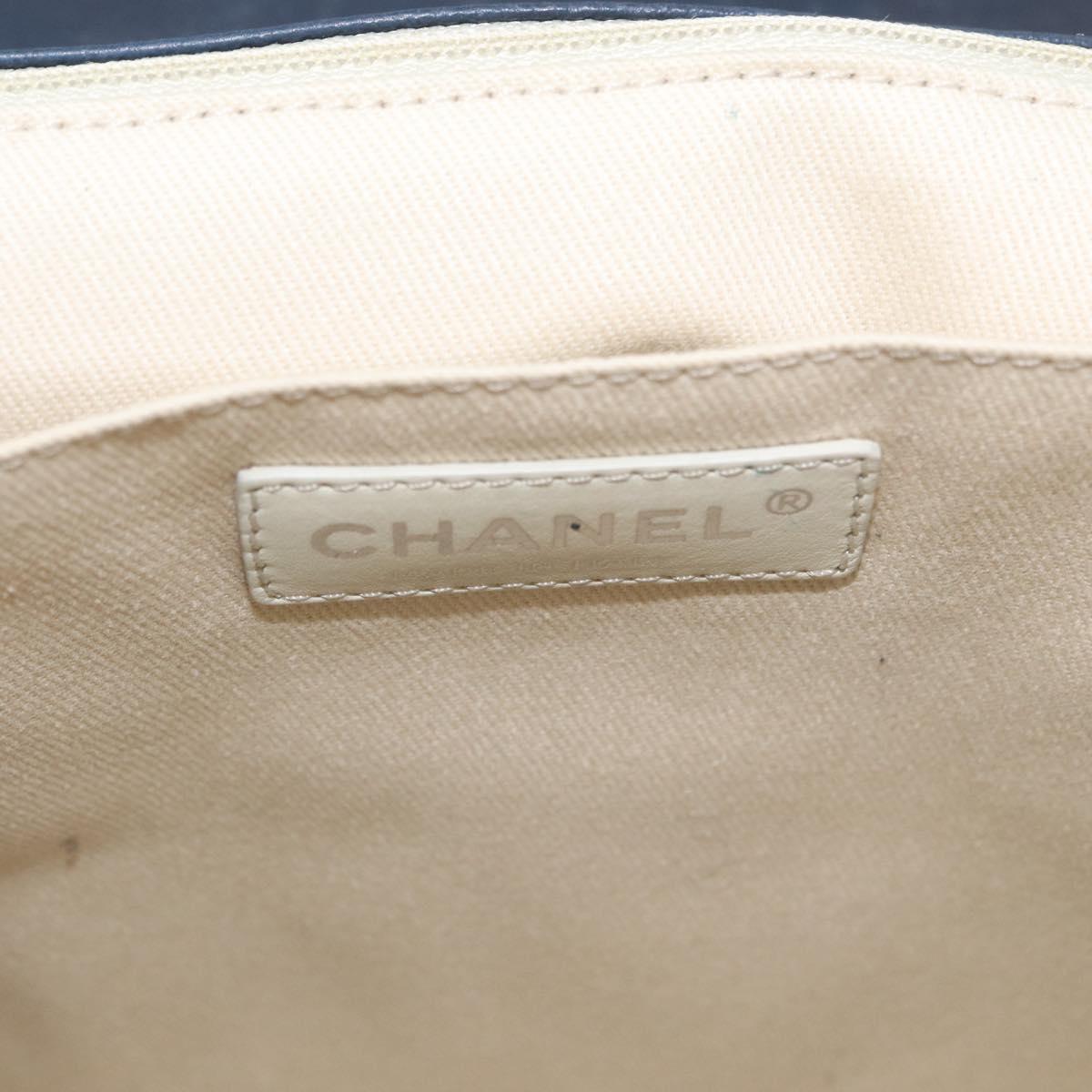 CHANEL Matelasse Chain Shoulder Bag Patent leather Navy Silver CC Auth 158096