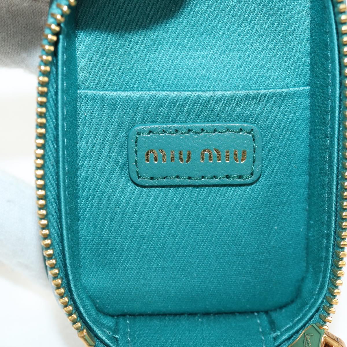 Miu Miu Matelasse Pouch Leather Green Gold Auth 158101SM