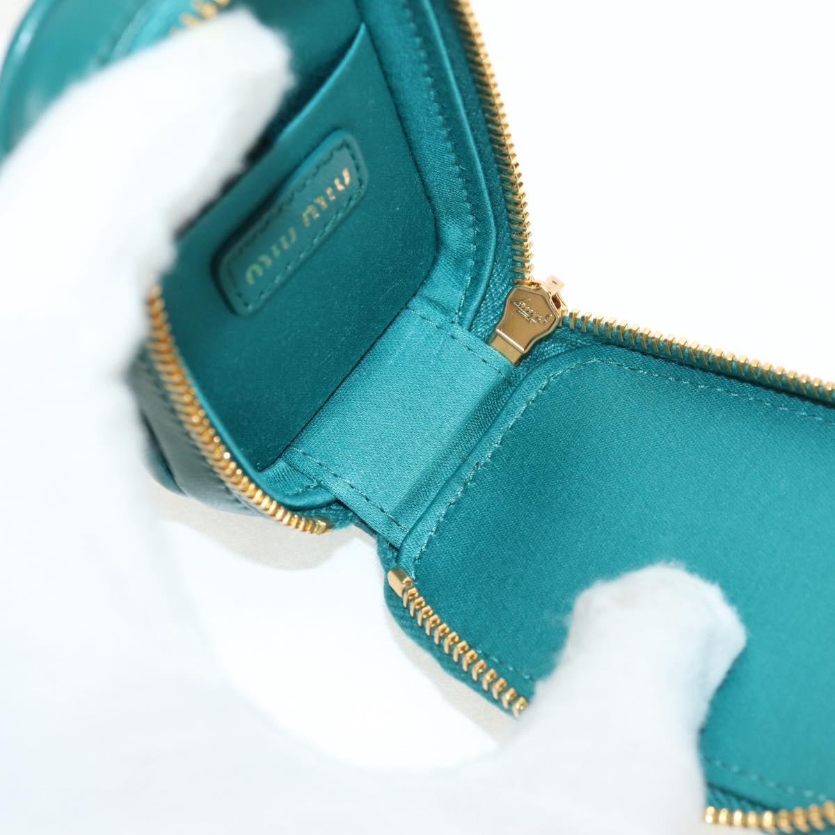 Miu Miu Matelasse Pouch Leather Green Gold Auth 158101SM