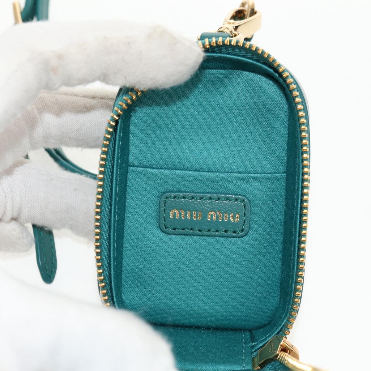 Miu Miu Matelasse Pouch Leather Green Gold Auth 158101SM