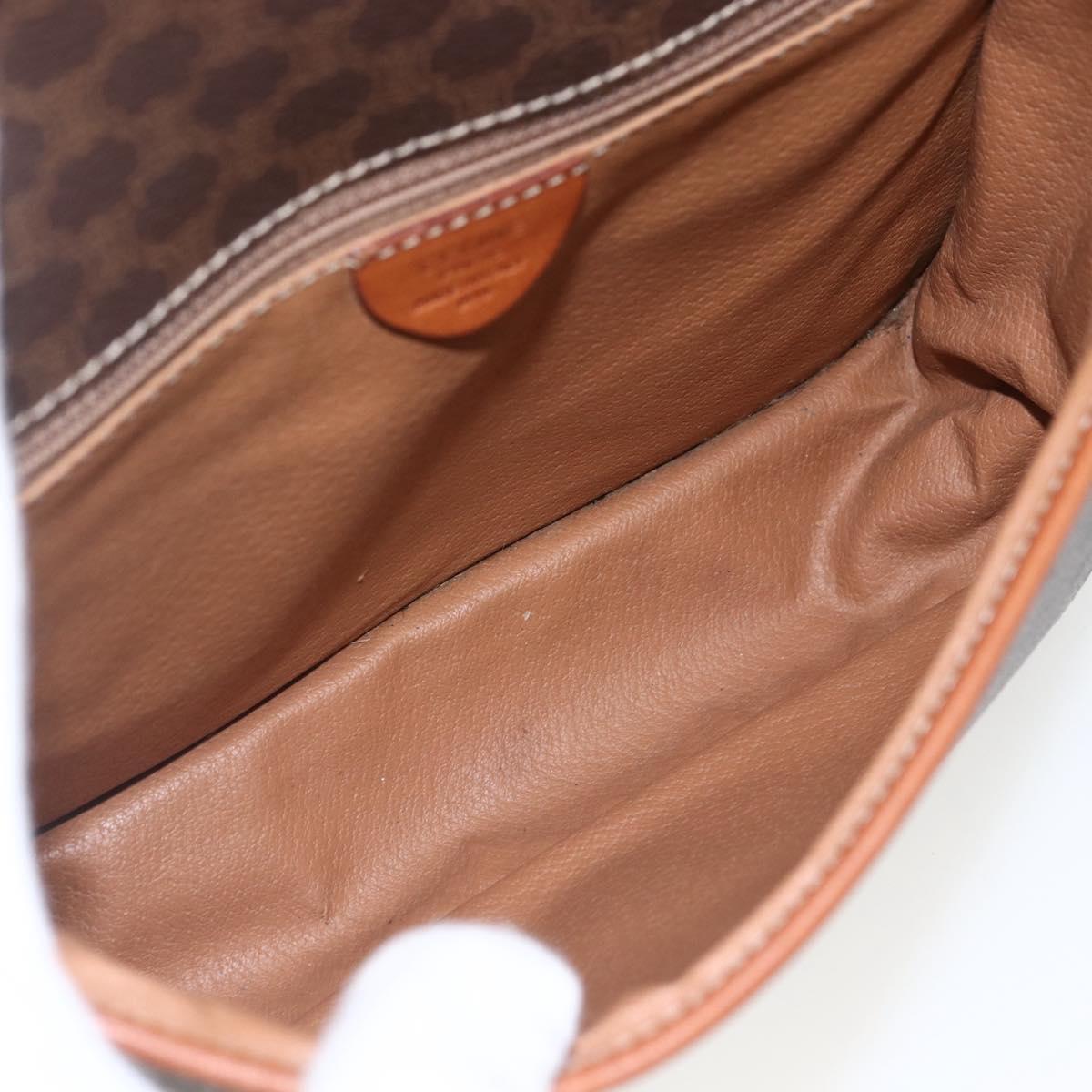 CELINE Macadam Canvas Circle Shoulder Bag PVC Leather Brown Gold Auth 158110