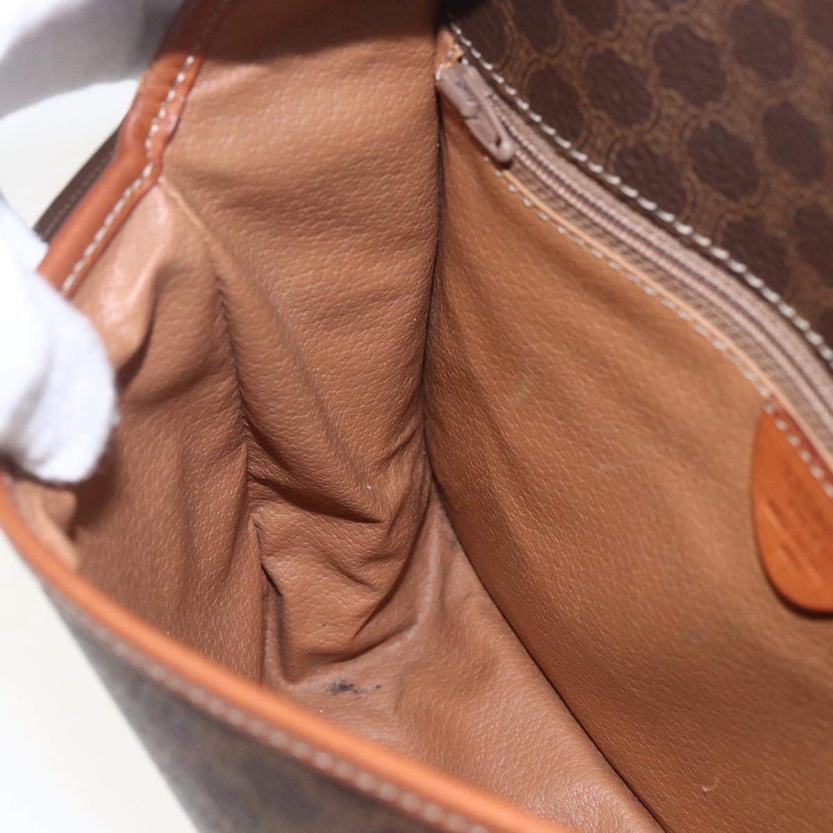 CELINE Macadam Canvas Circle Shoulder Bag PVC Leather Brown Gold Auth 158110