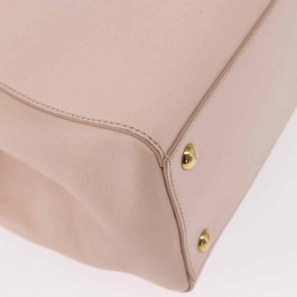 FENDI 2JOURS Hand Bag Leather 2way Beige Gold Auth 158111