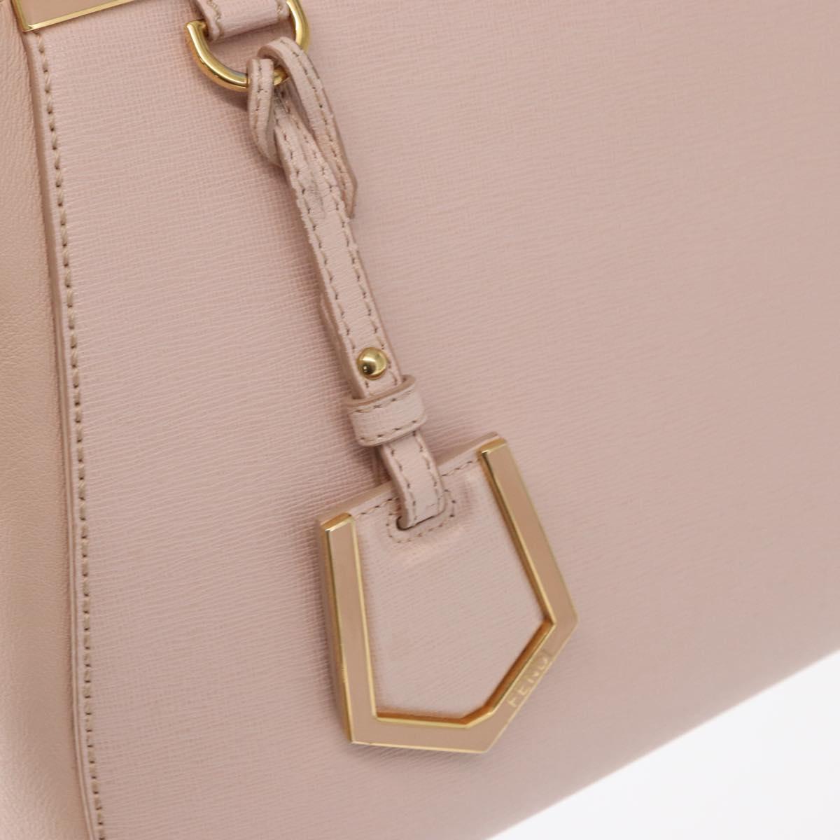 FENDI 2JOURS Hand Bag Leather 2way Beige Gold Auth 158111