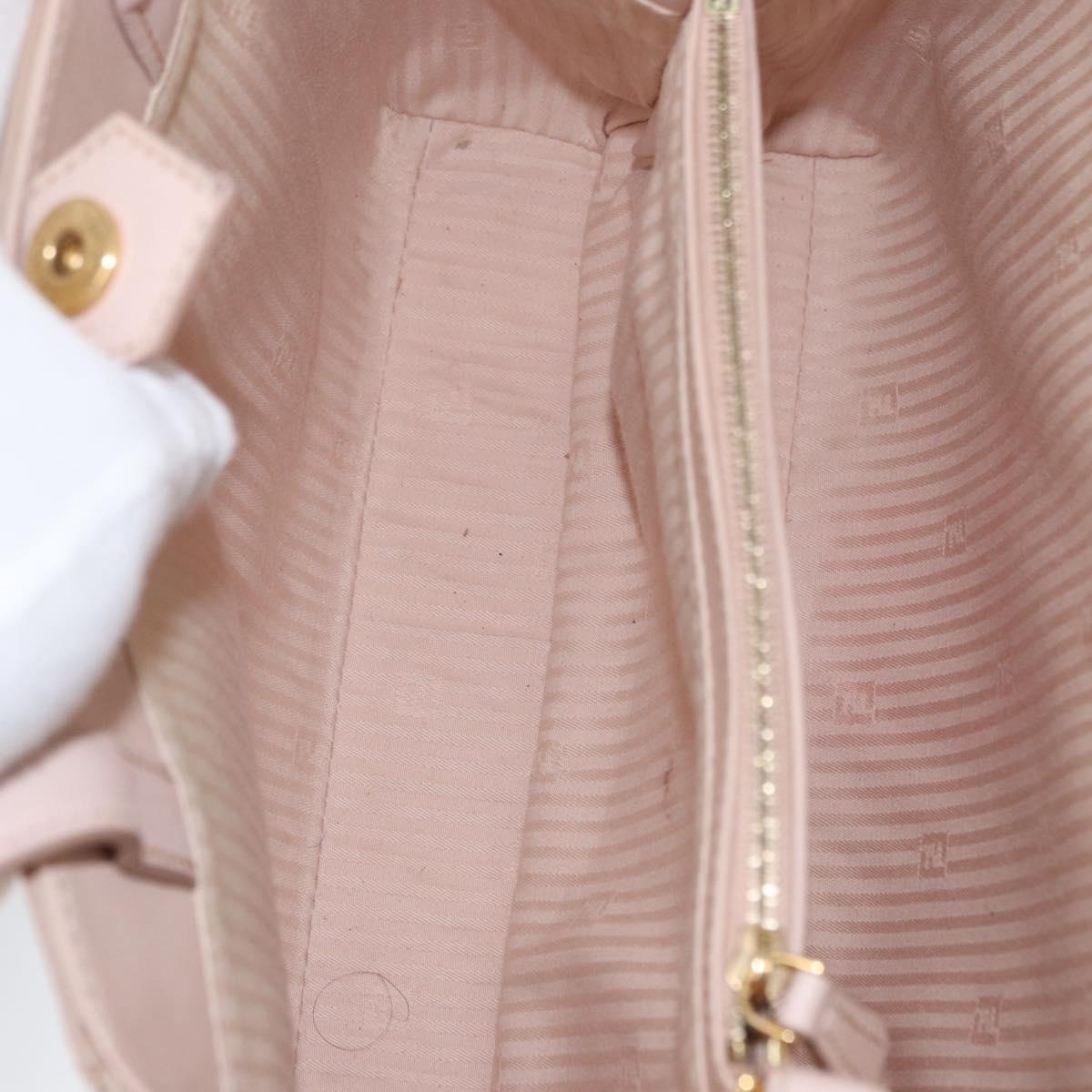 FENDI 2JOURS Hand Bag Leather 2way Beige Gold Auth 158111