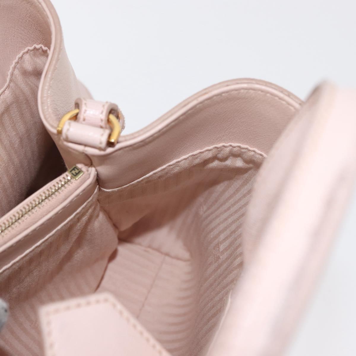 FENDI 2JOURS Hand Bag Leather 2way Beige Gold Auth 158111