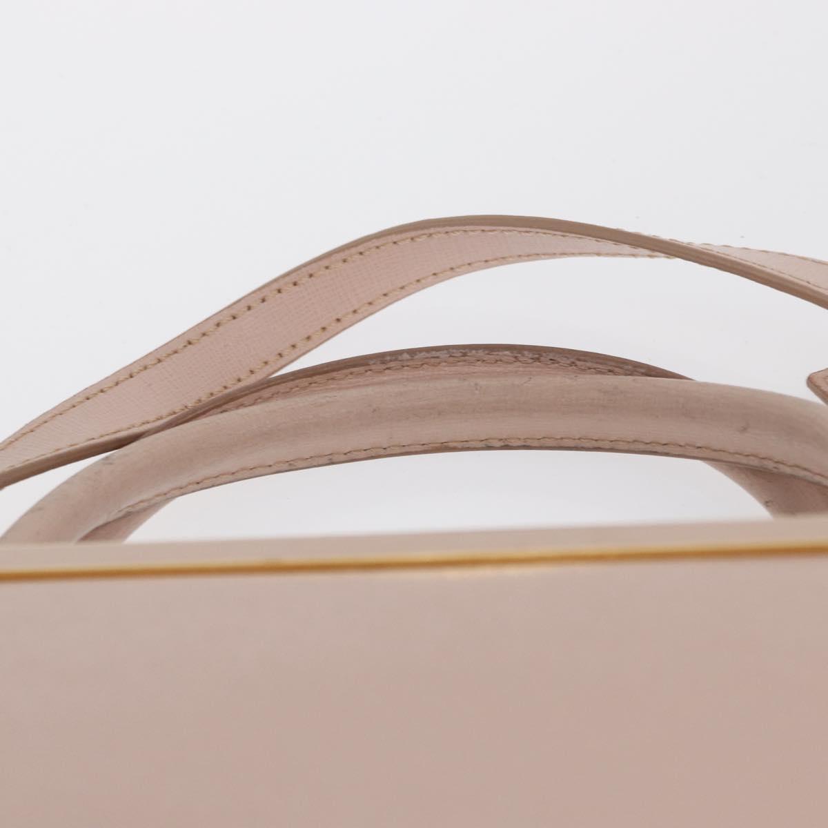 FENDI 2JOURS Hand Bag Leather 2way Beige Gold Auth 158111