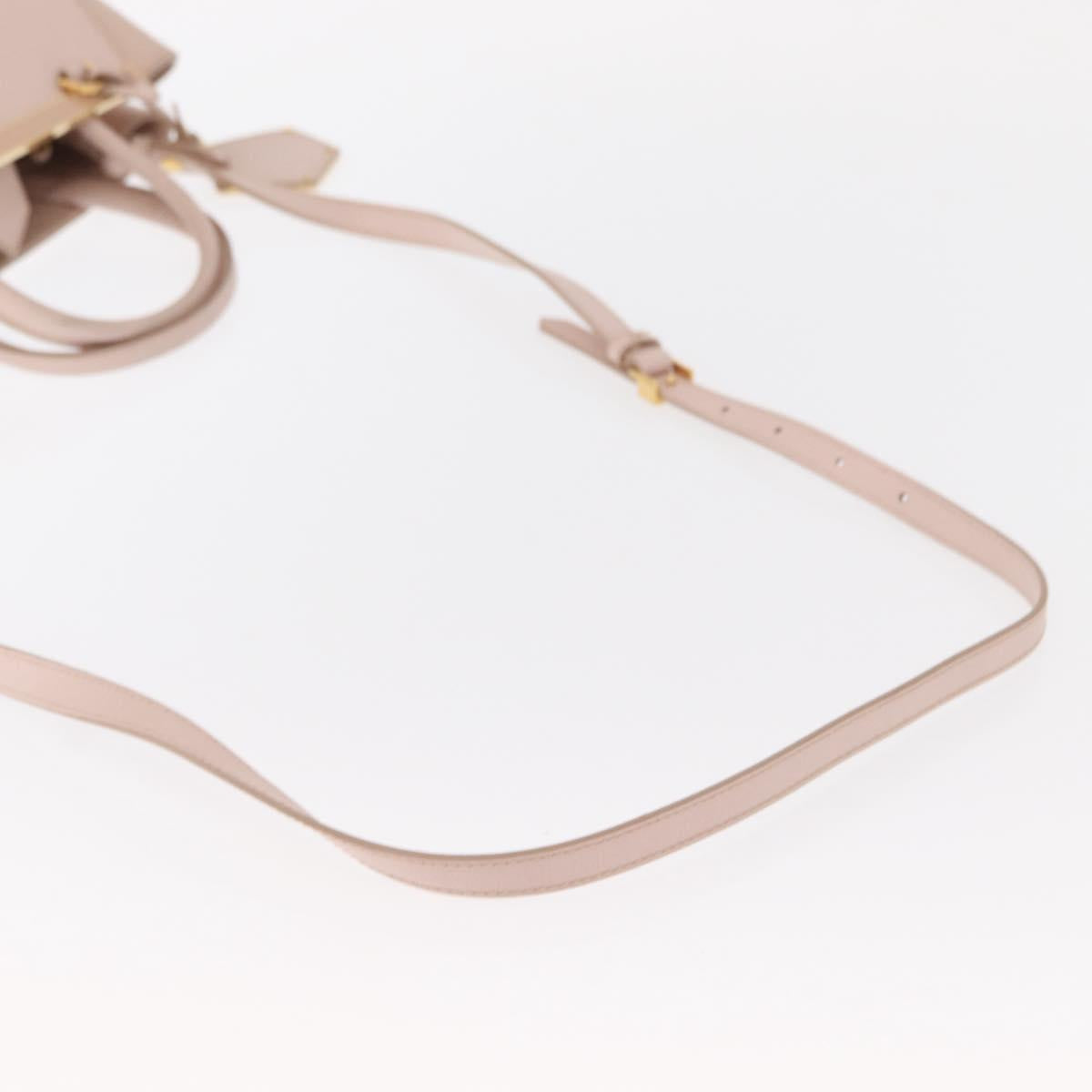 FENDI 2JOURS Hand Bag Leather 2way Beige Gold Auth 158111
