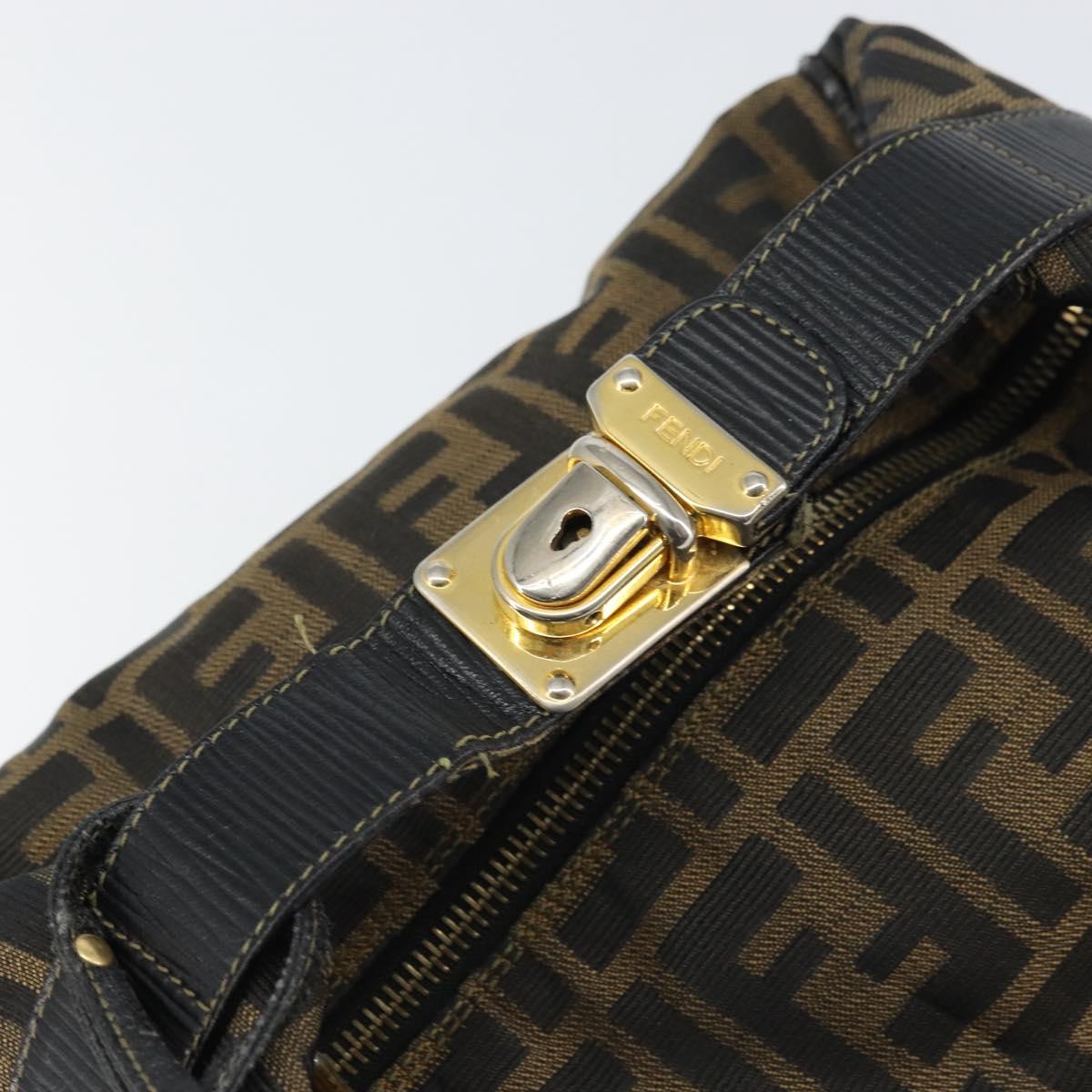 FENDI Zucca Canvas Vanity Bag Black Brown Auth 158112