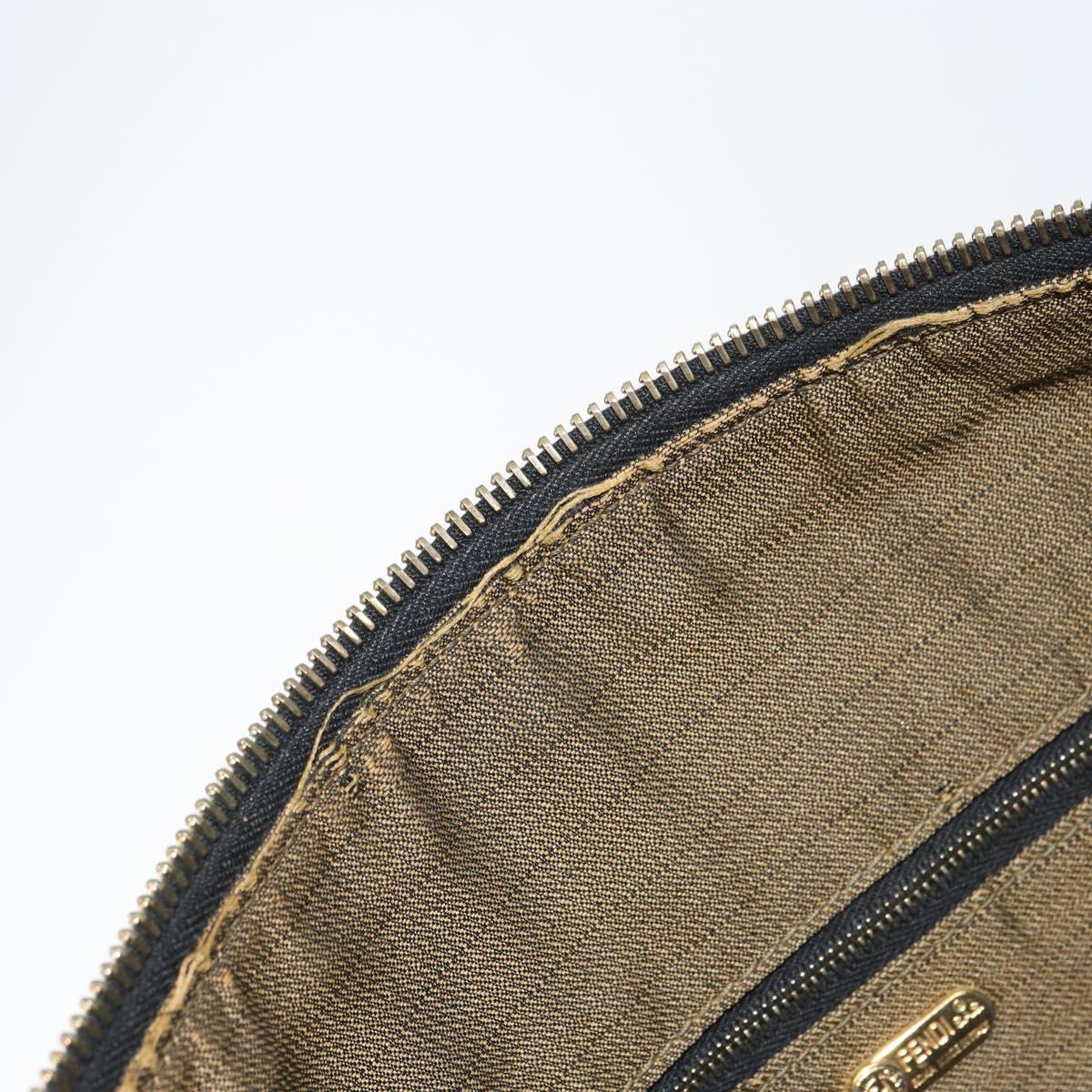 FENDI Zucca Canvas Vanity Bag Black Brown Auth 158112