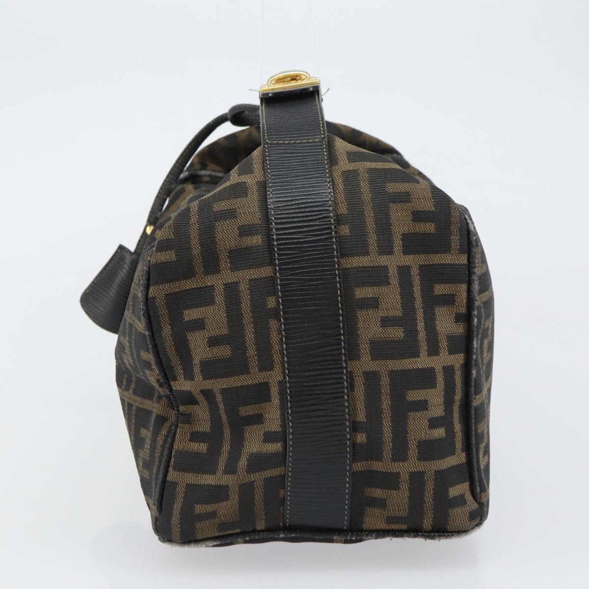 FENDI Zucca Canvas Vanity Bag Black Brown Auth 158112