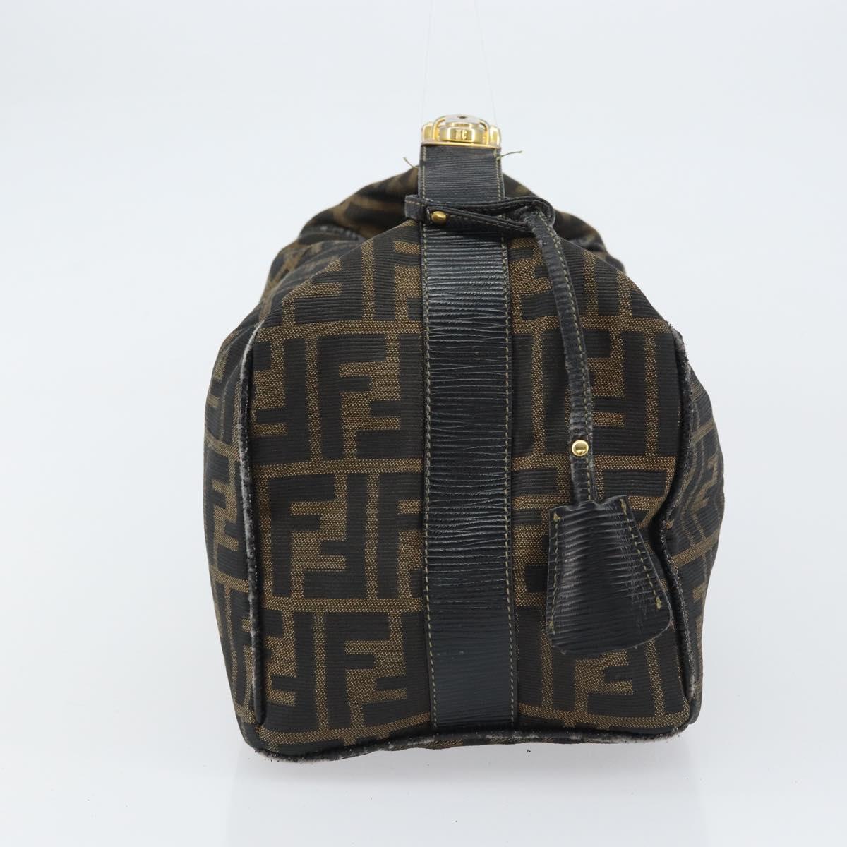 FENDI Zucca Canvas Vanity Bag Black Brown Auth 158112